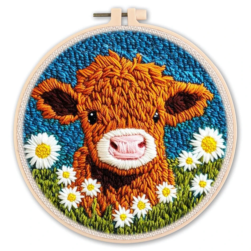 Punch Needle Kit, Animal Patterns with Hoop for Beginner Embroidery Crafts