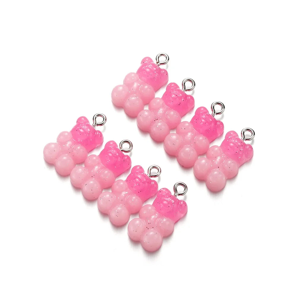 Earring Components Candy Bear Pendant Charms Colorful Resin Bears Craft Supplies