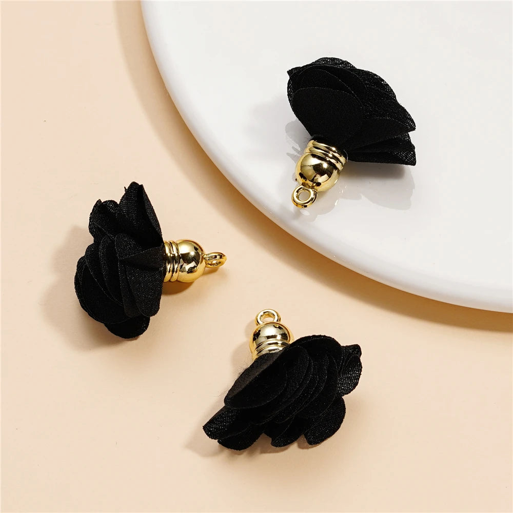 Earring Components Fabric Flower Tassel Pendants Bracelet DIY Jewelry Making