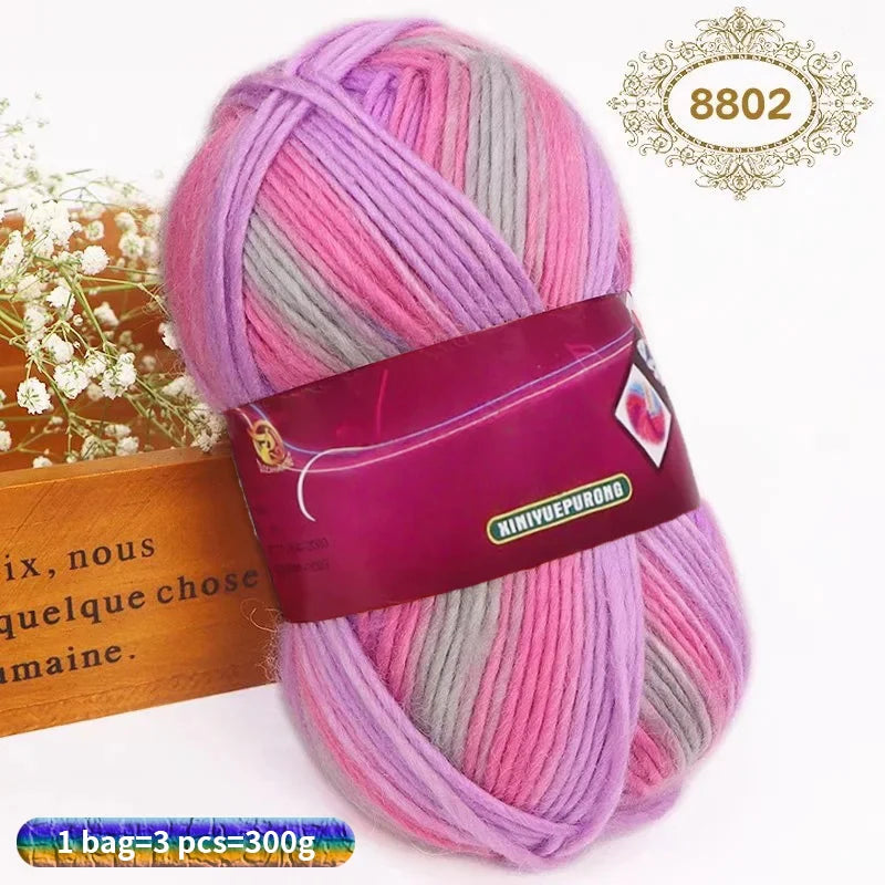 Yarn, Gradient Wool-Style Strands for Knitting Shawls, Hats & Craft Projects