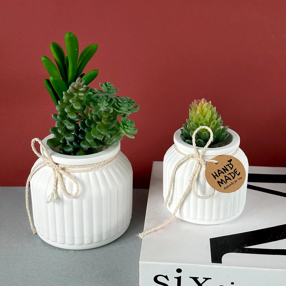 Round Stripe Flowerpot Silicone Mold DIY Concrete Cement Plaster Storage Box Candle Jar Casting Mould UV Epoxy Resin Craft Molds