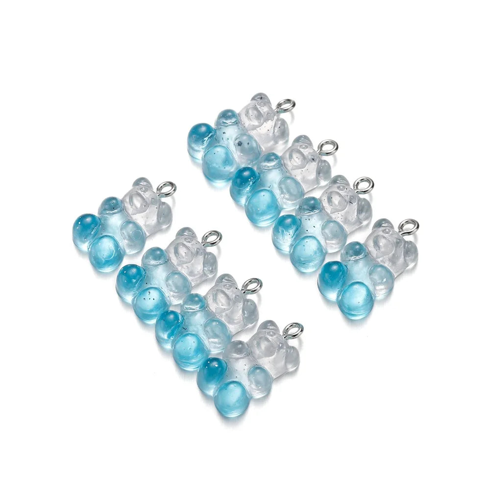 Earring Components Candy Bear Pendant Charms Colorful Resin Bears Craft Supplies