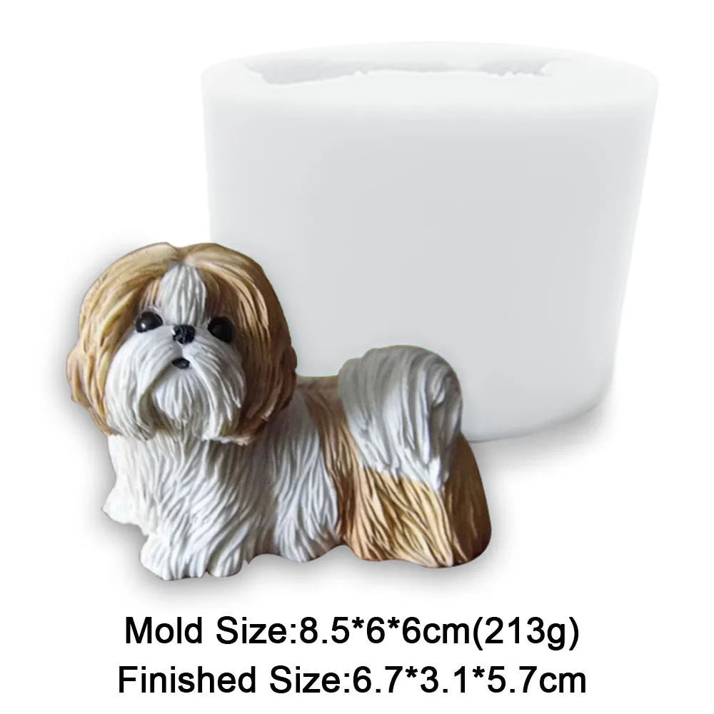 3D Dog Shape Silicone Molds Big Pomeranian Shih Tzu Animal Candle