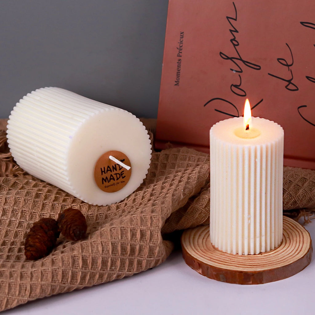 Striped Cylindrical Candle Silicone Mold Handmade Scented Candle Making Wax Mould DIY Crystal Epoxy Resin Craft Molds Home Decor