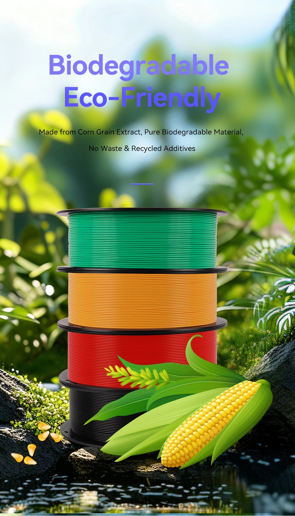 KINGROON 10KG/22LBS Multicolor PLA Filament 1KG/Roll 1.75mm For 3D Printer Material for 3D Printing 3D Printer Filament Free Shipping