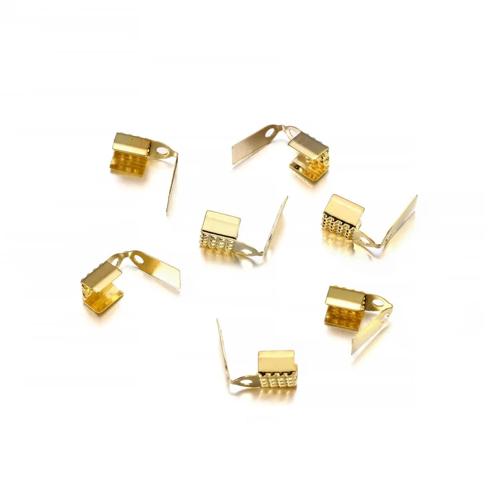 Cord End Crimps Metal Fold-Over Leather Clips DIY Jewelry Making Craft Supplies