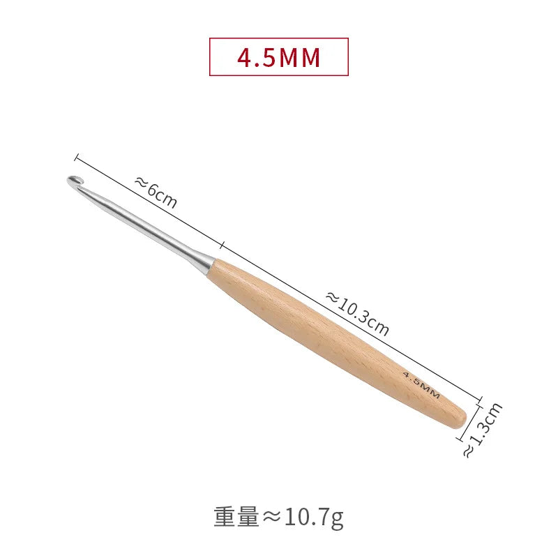 Crochet Hook, Polished Wooden Handle for Handmade Yarn & Needlework Crafts