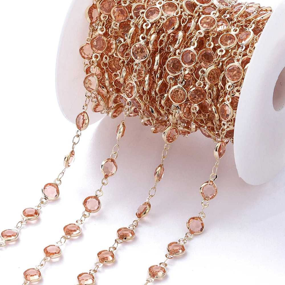 Metal Beads Colorful Crystal Beaded Chain Glass Necklace Chain Bracelet Supplies