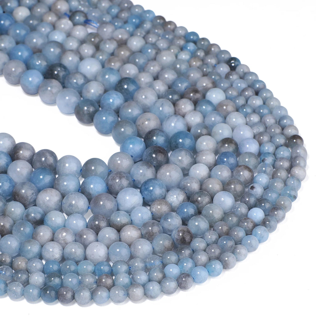 Stone Beads Round Blue Aquamarine-Style Spacers for DIY Jewelry Making