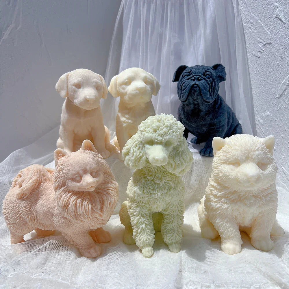 Cute Different Breeds Dog Candle Mold Animal Puppy Soy Wax Silicone Mould Dog Lover Home Decor