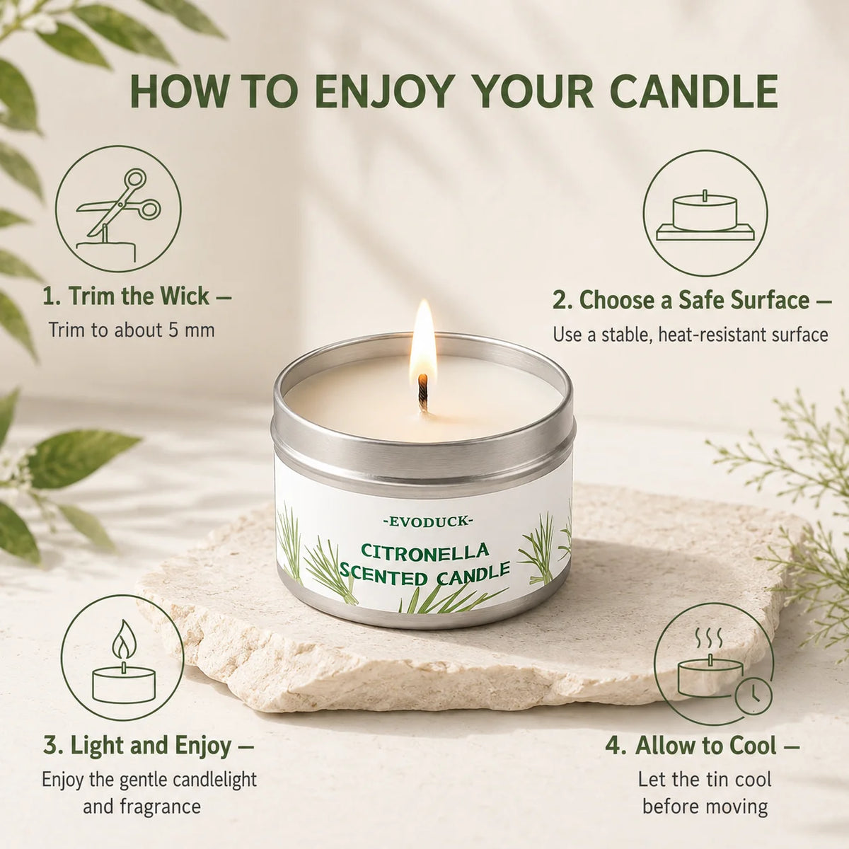 Citronella Candle Outdoor, Lemongrass Scented Candle for Patio Balcony Garden Camping Picnic Summer Party Long Lasting Tin Decor