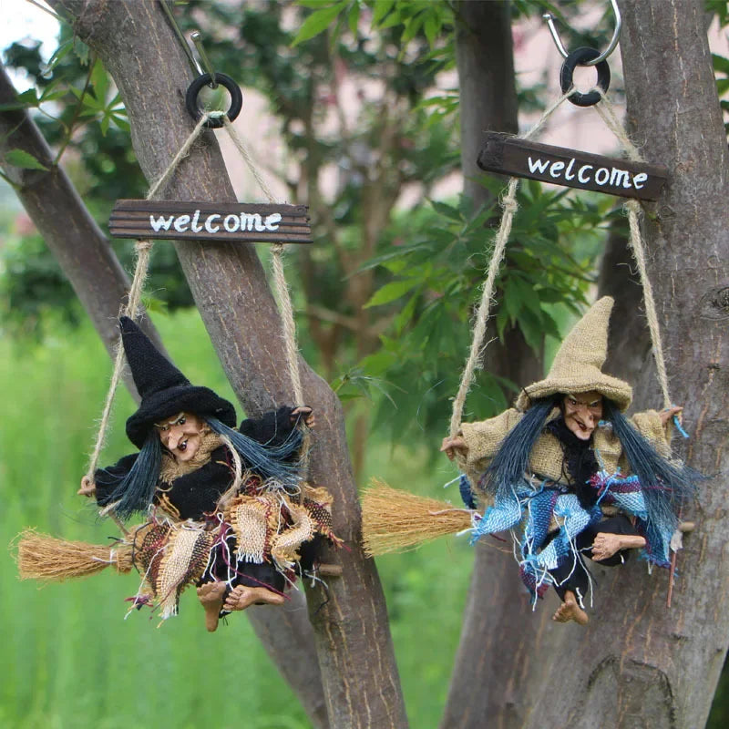 Halloween Arrangement Witch Festival Bar Decoration Horror Hanging Flying Witch