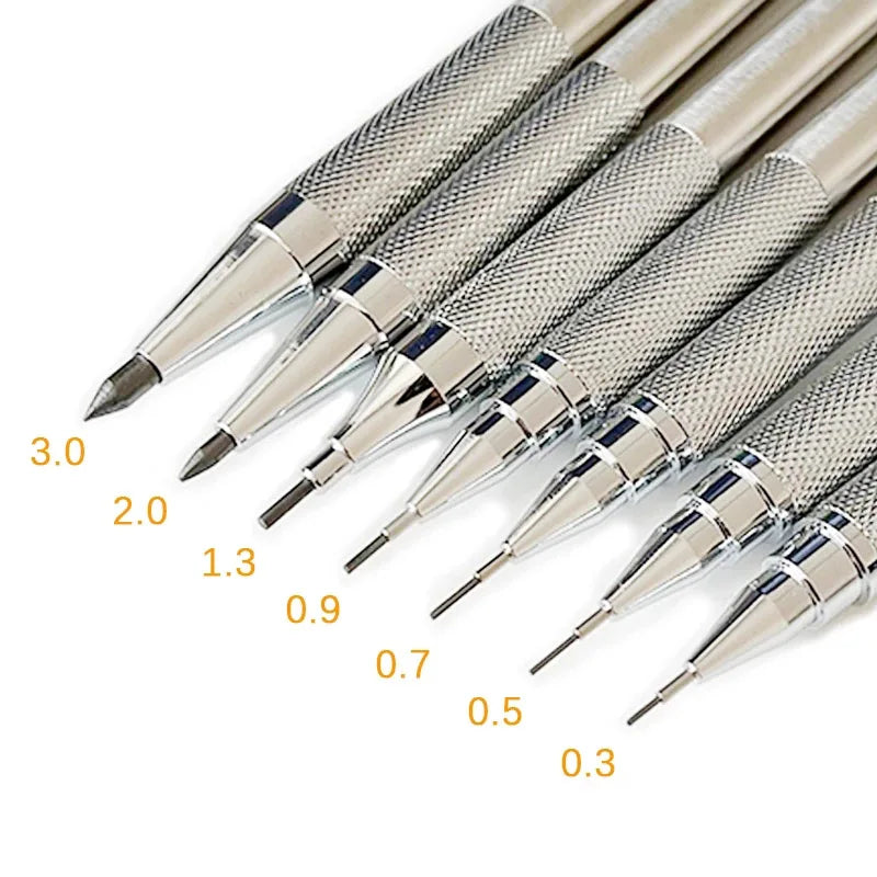 Full Metal Mechanical Pencil Set — 5 Sizes for Art & Writing
