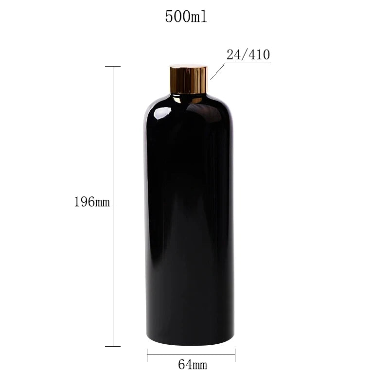 Black screw-cap bottle diagram for 16.91 US fl oz (500 mL), 7.72 x 2.52 in (196 x 64 mm)