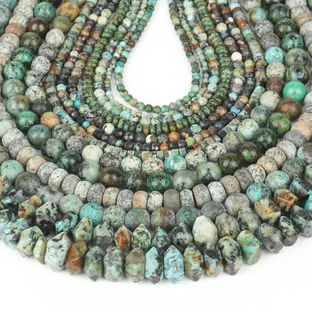 Stone Beads African Turquoise-Style Matte Round Irregular Geometric Craft Beads