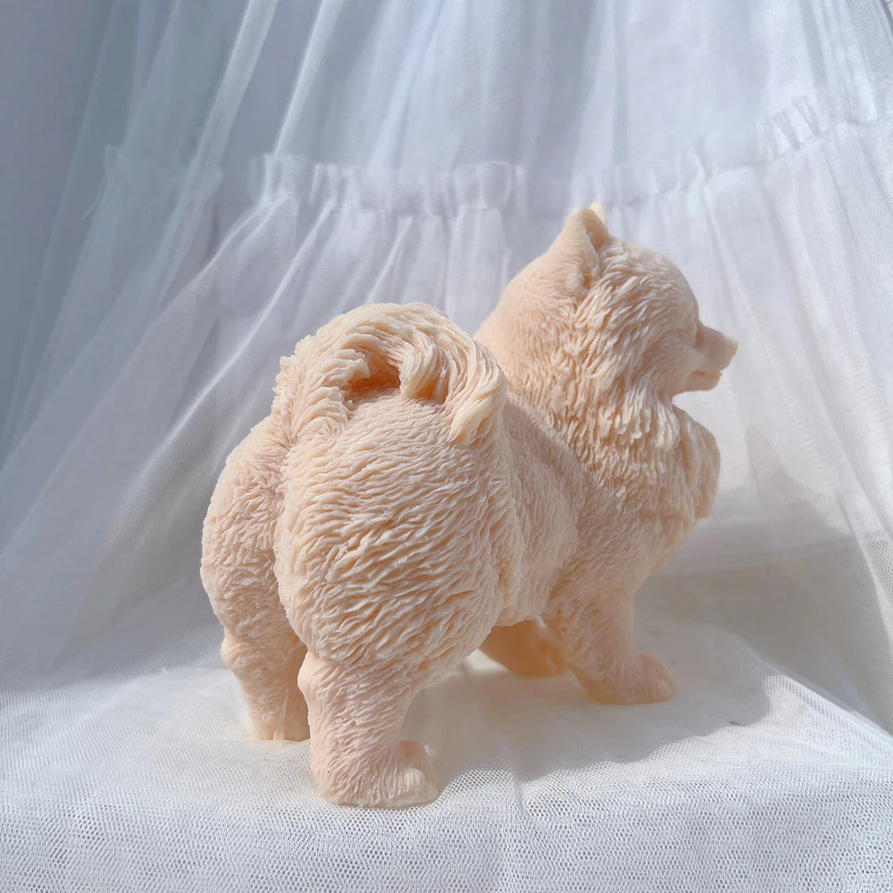 Pomeranian Puppy Dog Candle Mold Animal Puppies Soy Wax Silicone Mould Dog Lover Home Decor