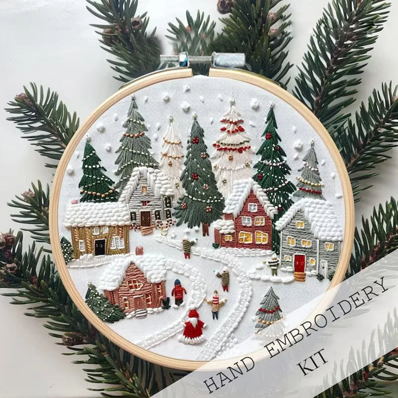 Cross-Stitch Kit, Christmas Wreath Pattern for Handmade Seasonal Home Decor