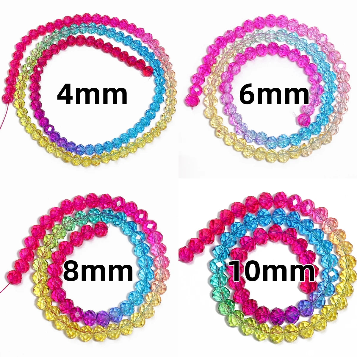 Glass Beads Gradient Color Faceted Rondelle Crystal for DIY Jewelry Making