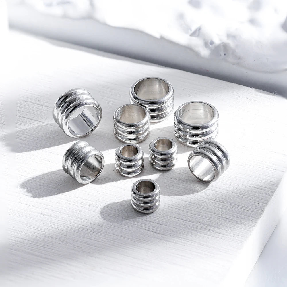 Spacer Beads Stainless Steel Large-Hole Necklace Charms for DIY Jewelry Making