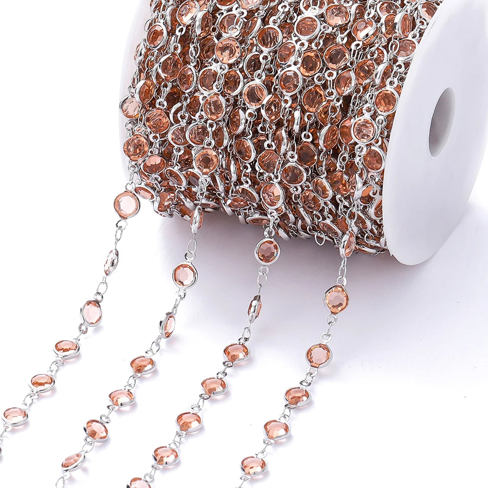 Metal Beads Colorful Crystal Beaded Chain Glass Necklace Chain Bracelet Supplies