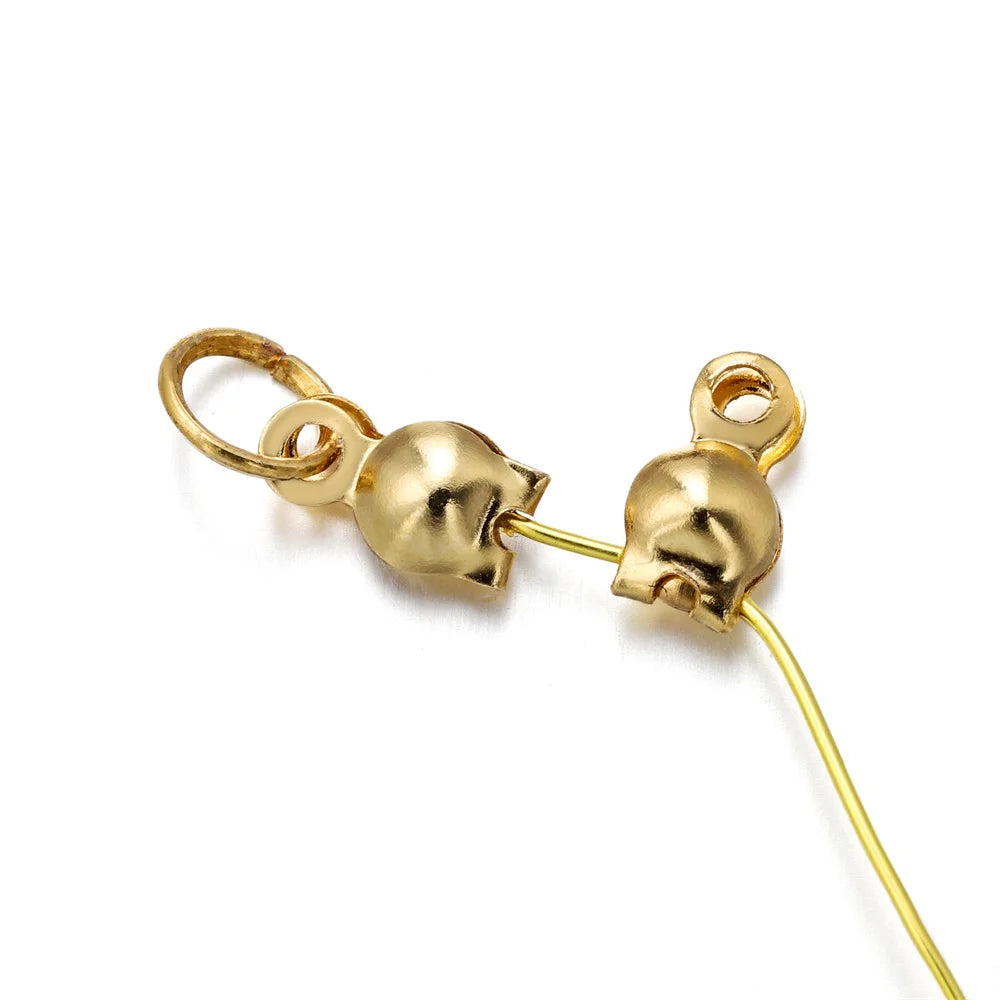 Cord End Crimps Stainless Steel Gold Color Connectors DIY Jewelry Making