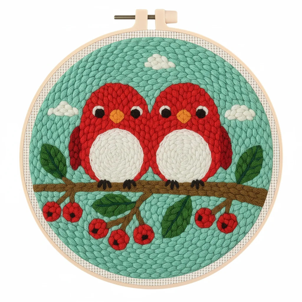 Punch Needle Kit, Cartoon Animals with Hoop for Beginner Yarn Crafts