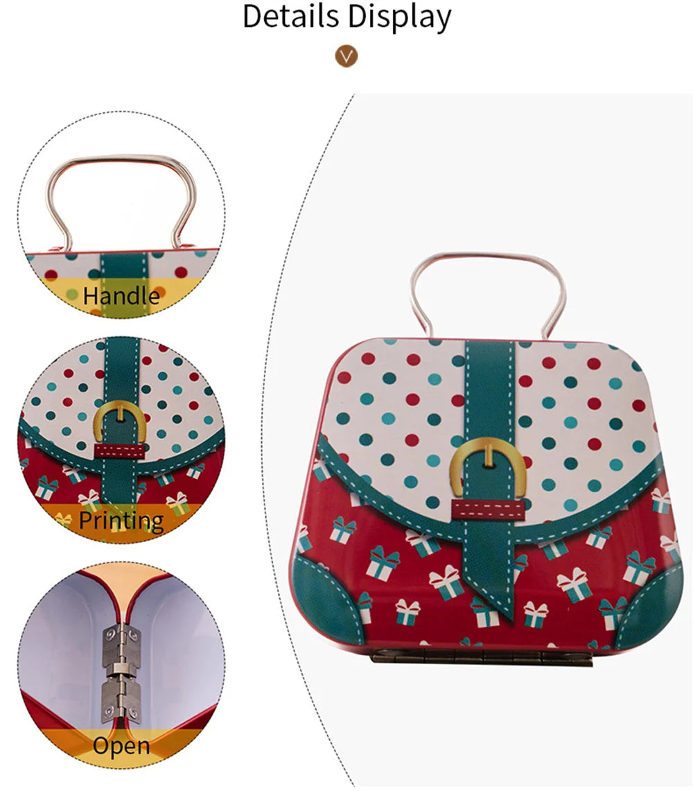 Christmas Decoration 2025 Metal Box Handbag Shape Tin Jar Jewelry Storage Case Kids Gift Can Storage Boxes 2026 Xms Party Decors