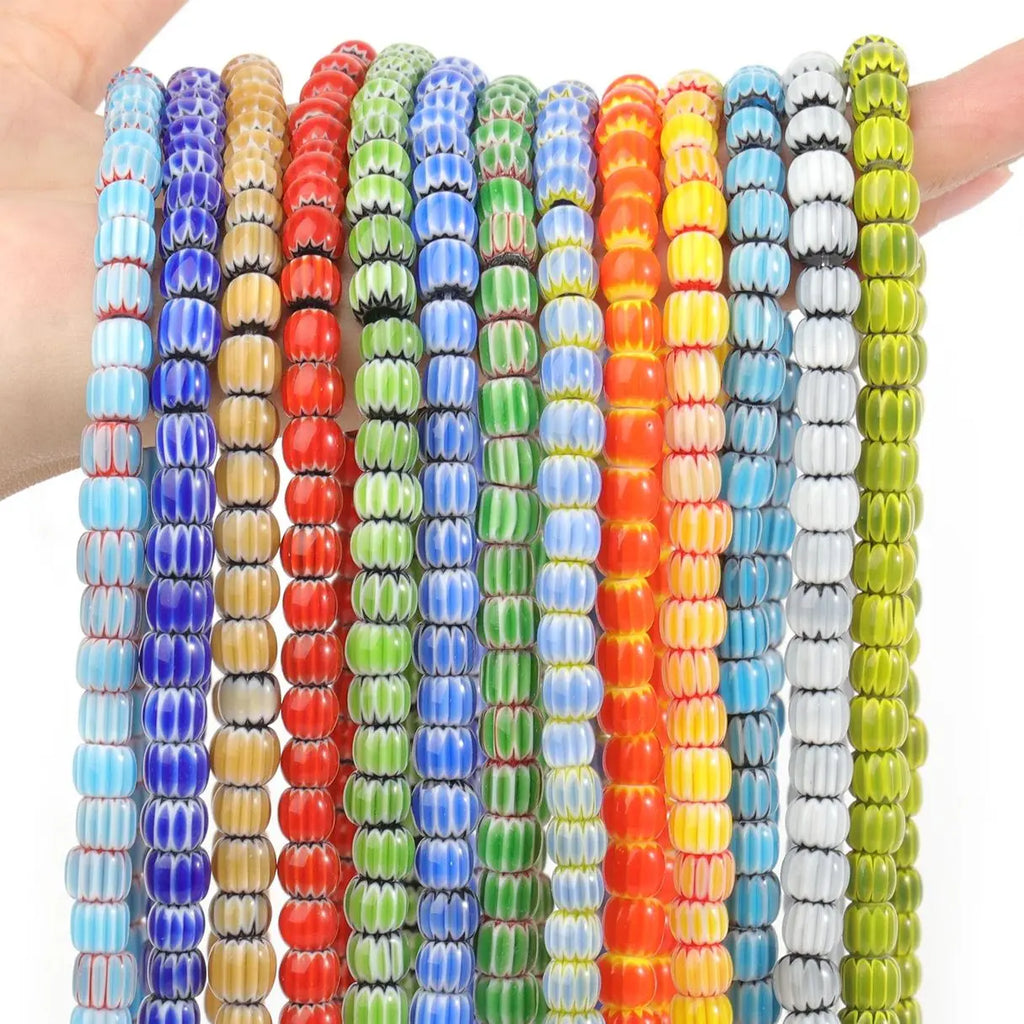 Glass Beads Lampwork Pumpkin Cylinder Rice Shapes for DIY Jewelry Making