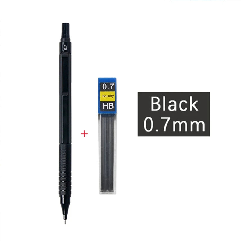 Metal Mechanical Pencil & Lead Refills — 0.3 to 2.0mm, Black or Silver