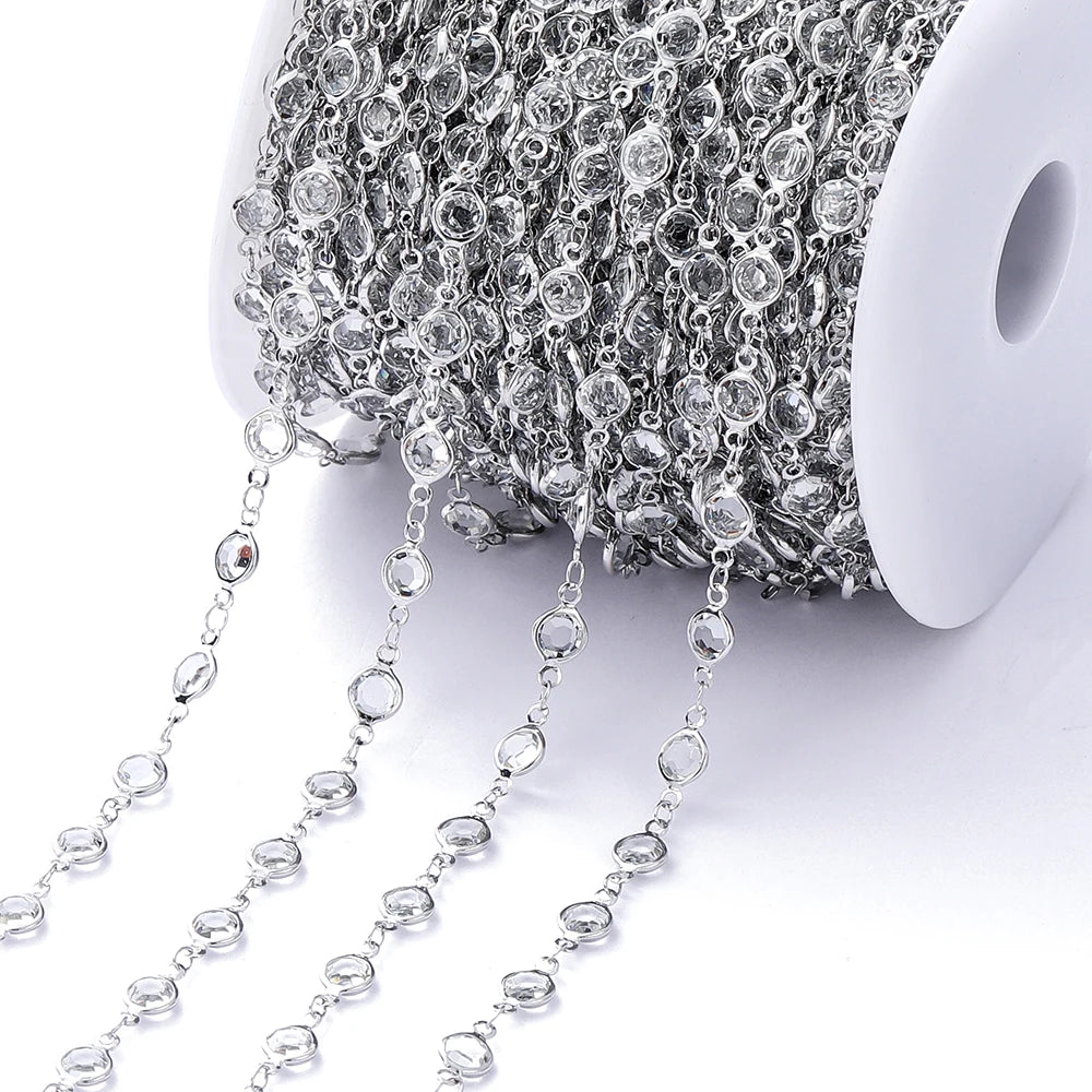 Metal Beads Colorful Crystal Beaded Chain Glass Necklace Chain Bracelet Supplies