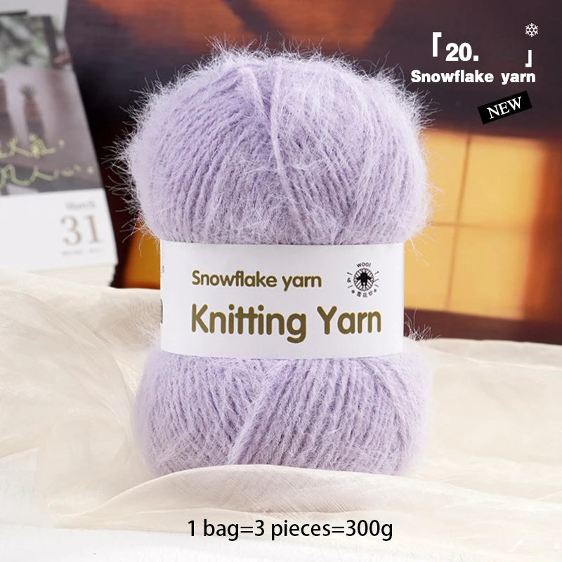 Yarn, Long-Pile Snowflake Texture for Shawls, Sweaters, Hats & Scarves