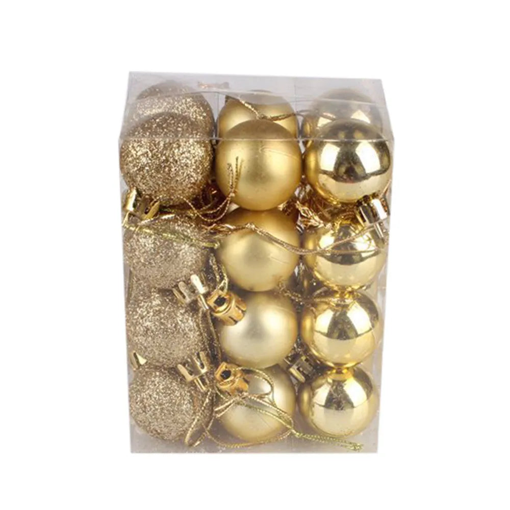Christmas Ornaments 24pc Glitter Bauble Set Tube 12 Colors 1.18 in
