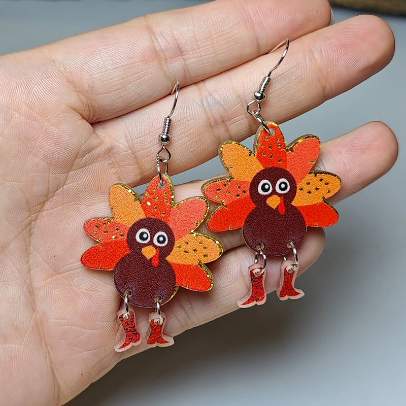 Thanksgiving Earrings Autumn Turkey Party Fun Earrings Thanksgiving Decoration Gift