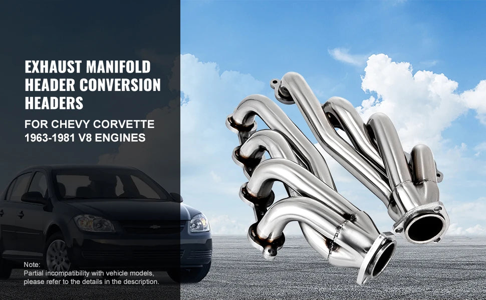 Exhaust Conversion Swap Header SucceBuy for Chevrolet GMC Truck LS1 LS2 LS3 LS6 Long Tube Header Exhaust Manifold Set W/ Gasket