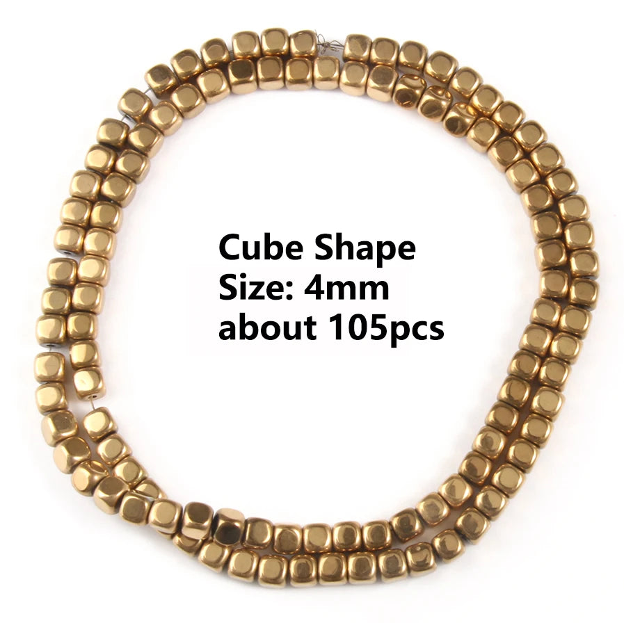 Stone Beads Gold-Tone Hematite-Style Spacer Shapes for DIY Jewelry Making