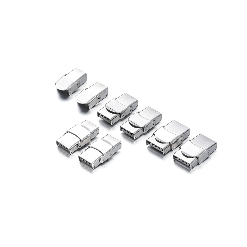 Watch Band Clasps Stainless Steel Jaw Crimp Hooks DIY Jewelry Making