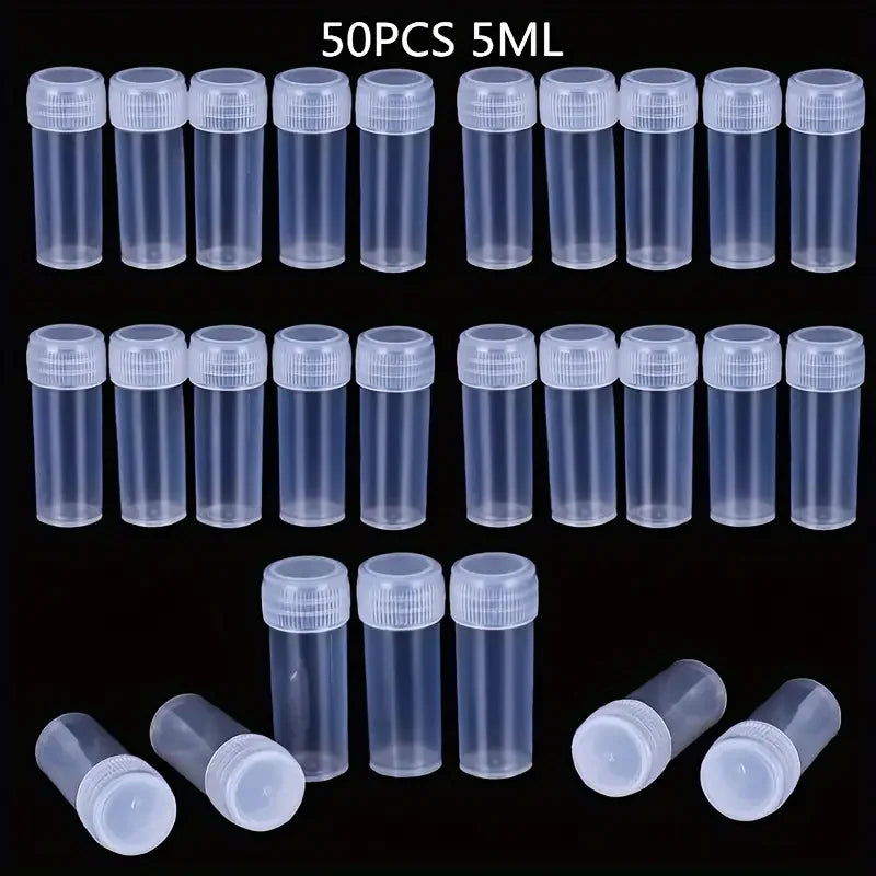 Sample Vials Empty Plastic Screw-Cap Storage Containers 50 Pack