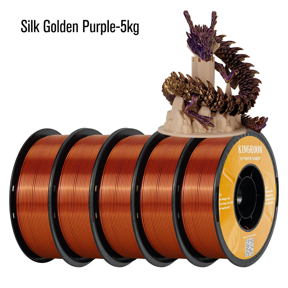 KINGROON Silk Dual-color PLA Filament 3D Printer 1.75mm 11/22 lbs Silk PLA Filament Plastic Materials 3D Printing Special Color