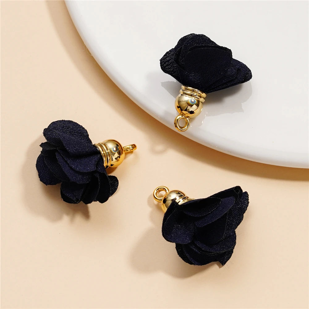 Earring Components Fabric Flower Tassel Pendants Bracelet DIY Jewelry Making