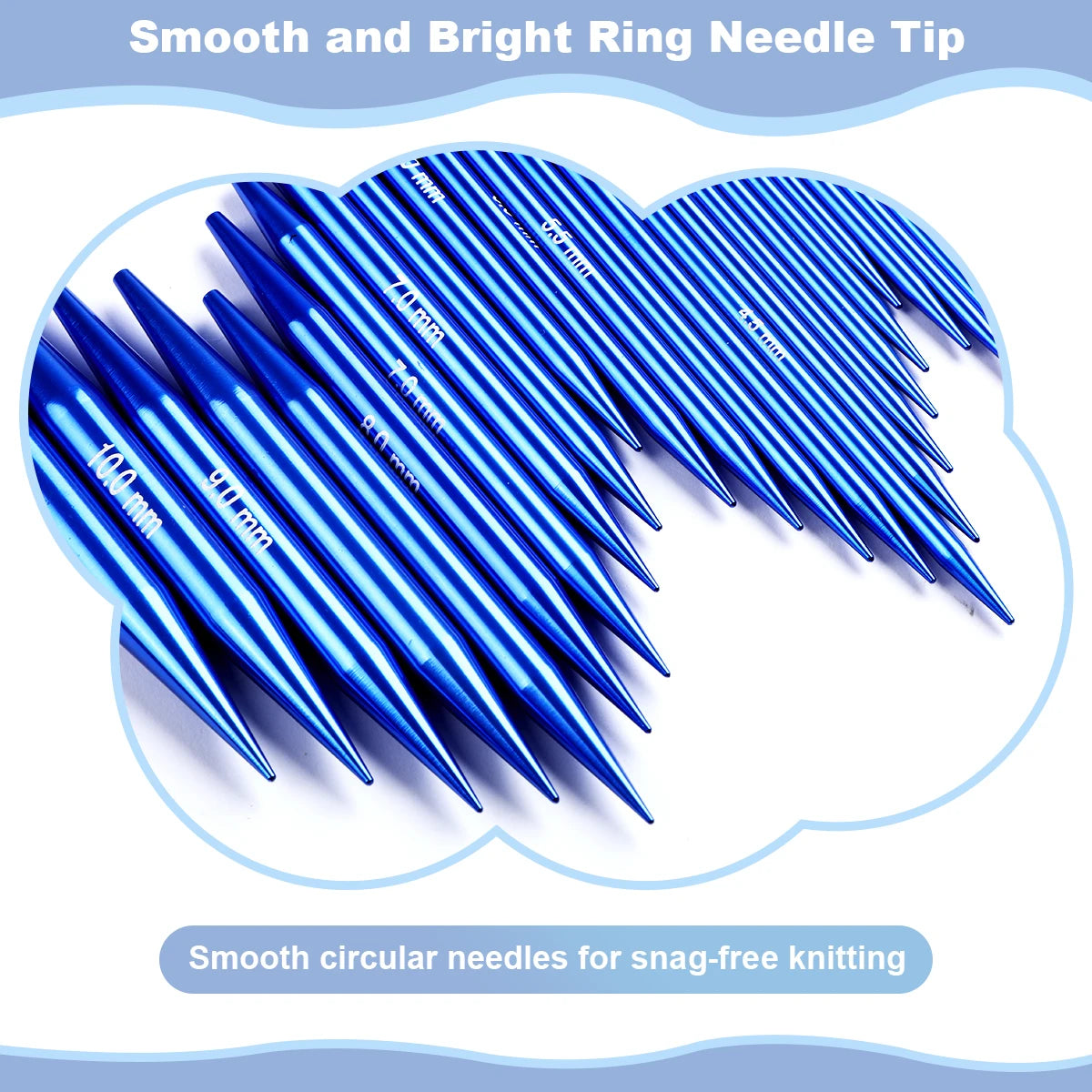Knitting Needles, Interchangeable Circular Set with Blue Storage Bag