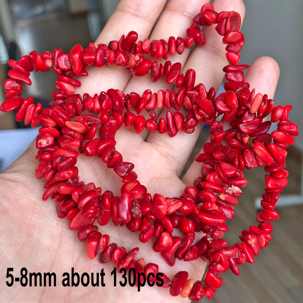 Stone Beads Red Coral-Style Chip Drum Rice Shapes for DIY Jewelry Making