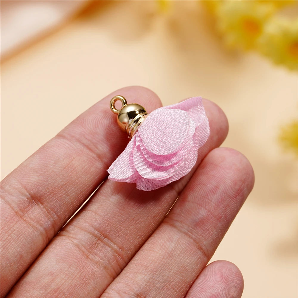 Earring Components Fabric Flower Tassel Pendants Bracelet DIY Jewelry Making