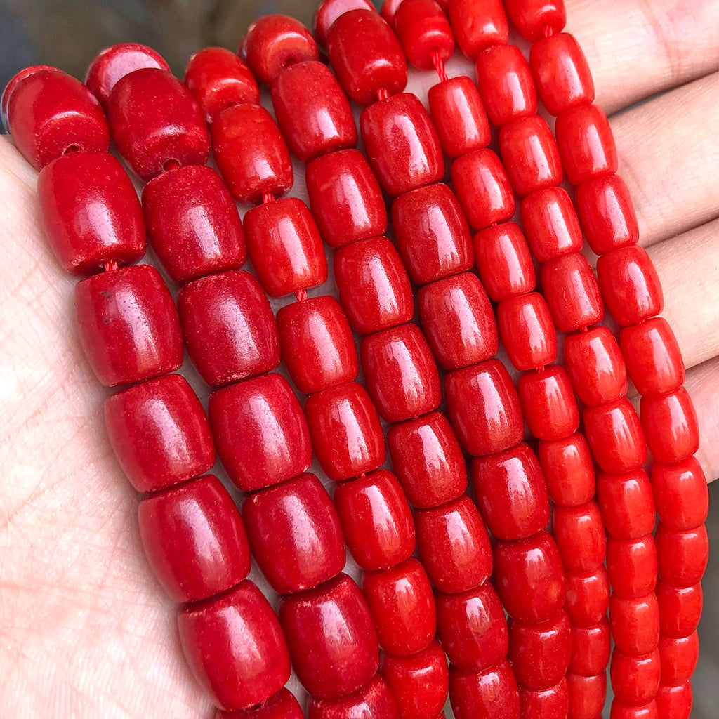Stone Beads Red Coral-Style Chip Drum Rice Shapes for DIY Jewelry Making