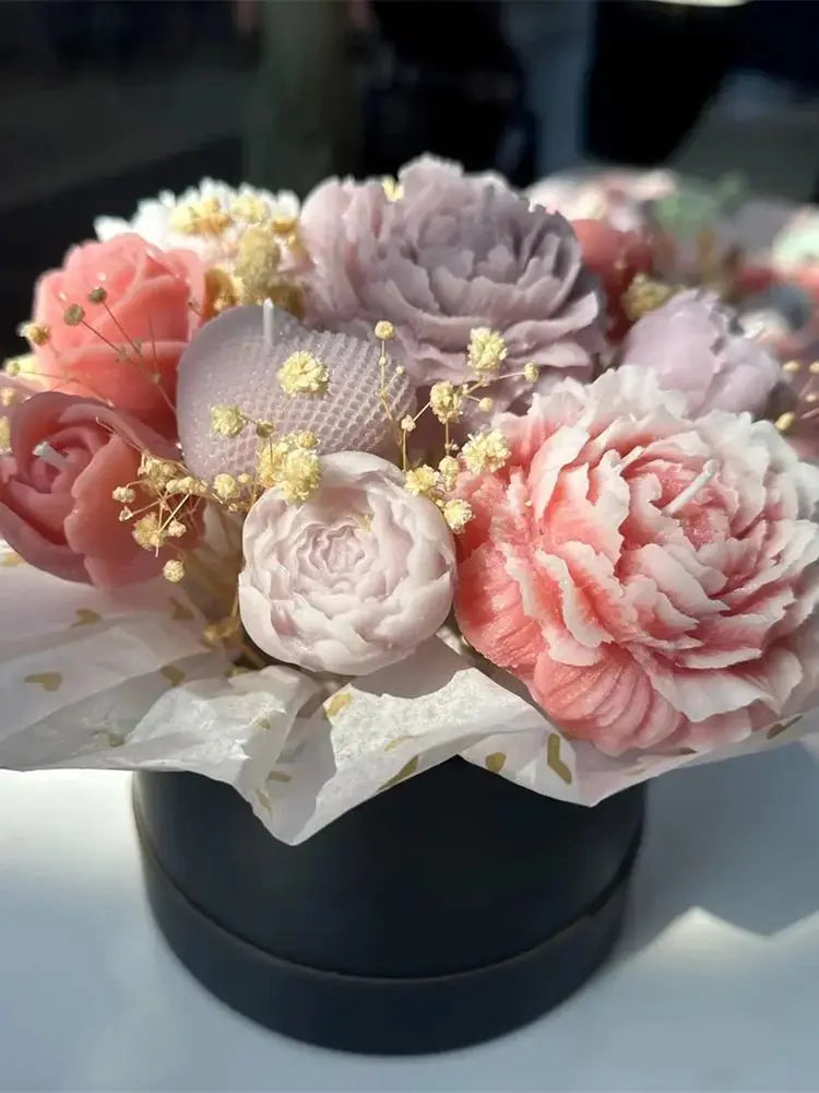 Peony Flower Candle Mold DIY Bud Flower Petal Resin Casting and Soap Making Molds 3D Heart Rose Floral Mold for Home Decor Gift