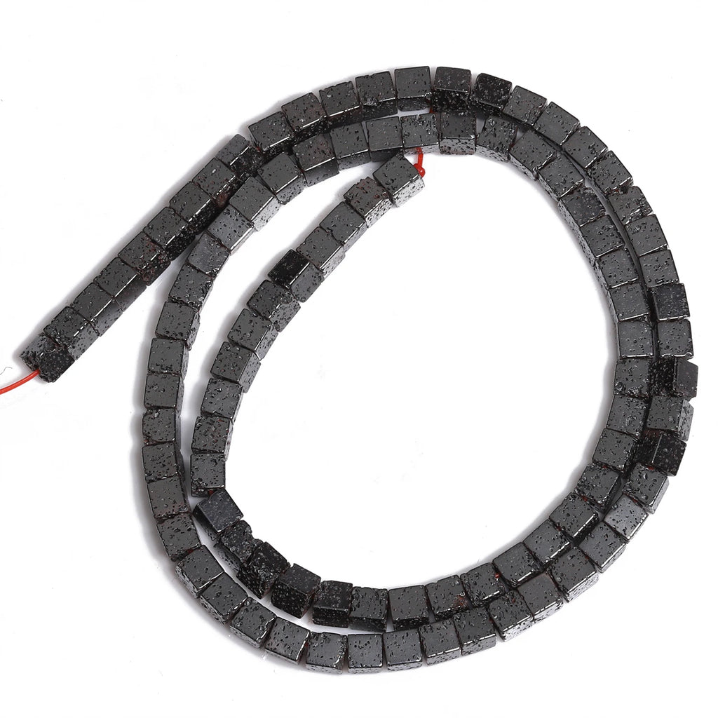 Stone Beads Square Black Lava-Style Spacers for DIY Jewelry Making Craft Beads