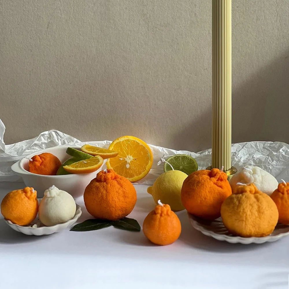 Orange Fruit Candle Mold DIY Strawberry Cake Decor Mold 3D Pumpkin Lemon Scented Candle Plaster Mold Soap Making Home Decor Gift