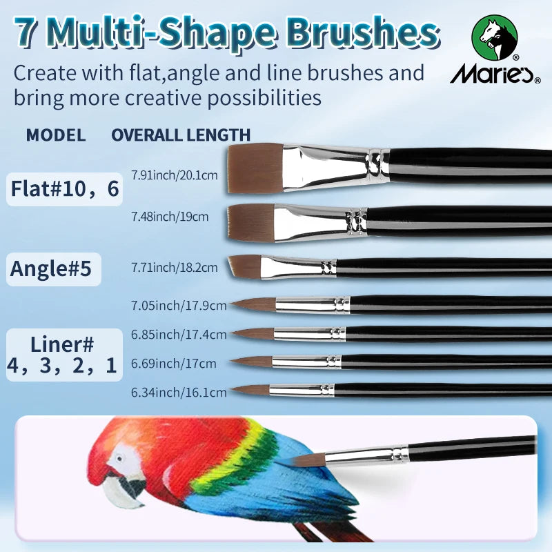 Marie's Oil Paint Set — 24 Colors, 7 Brushes, 12ml Tubes (31 Piece)
