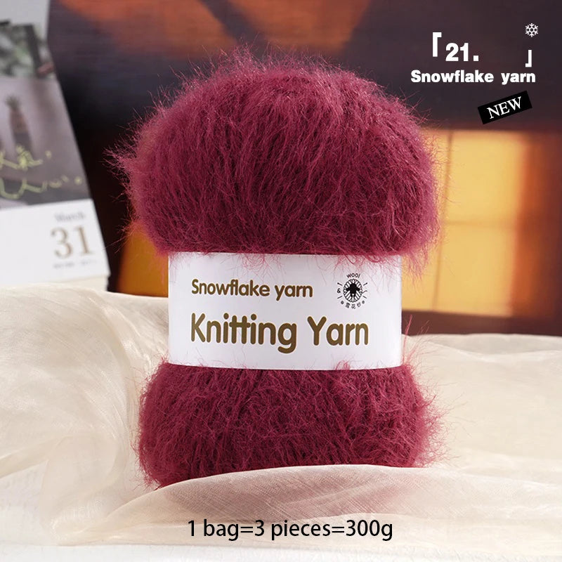 Yarn, Long-Pile Snowflake Texture for Shawls, Sweaters, Hats & Scarves