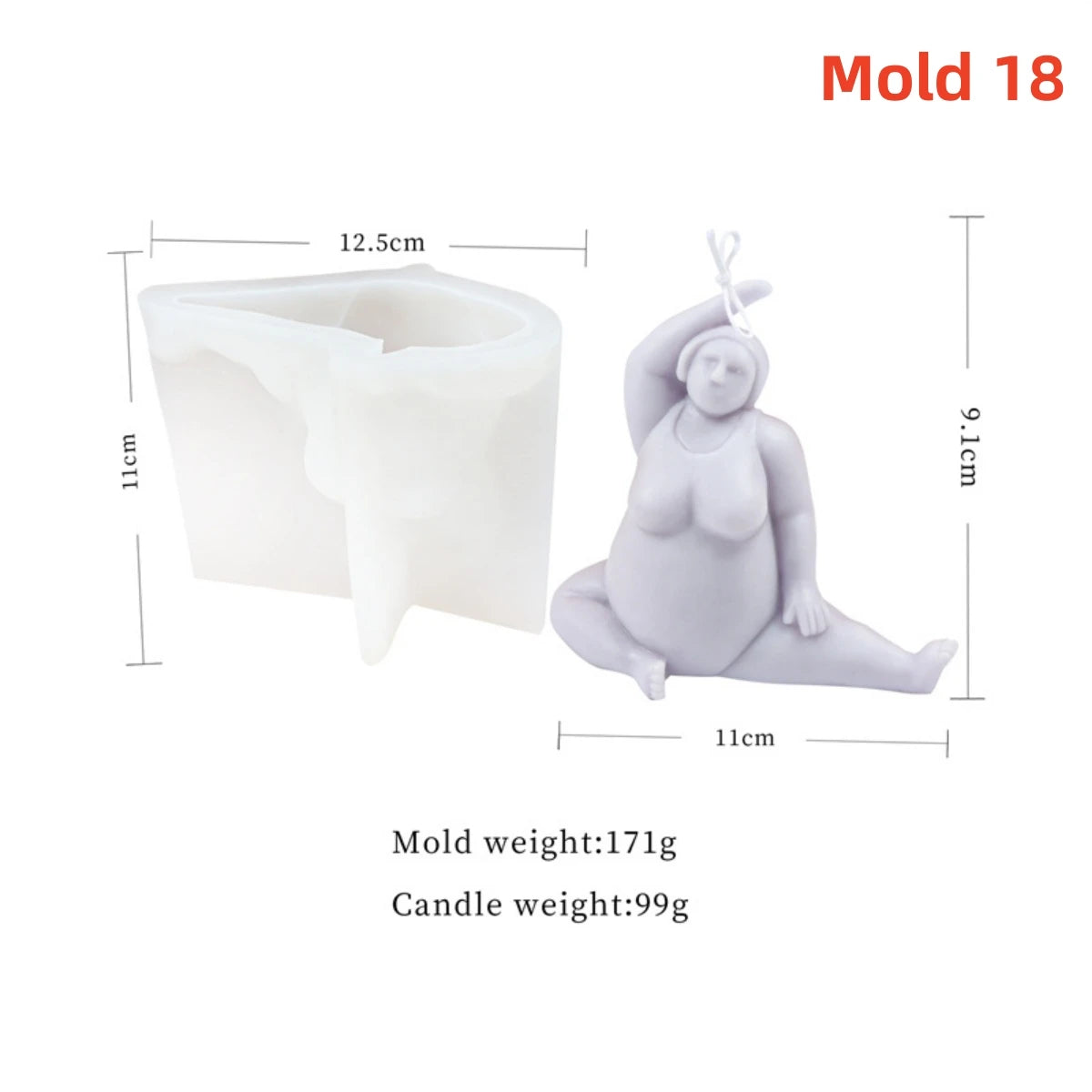 Yoga Pose Candle Mold - Silicone 3D Body, 20 Styles