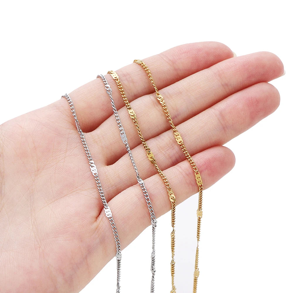 Jewelry Chains Stainless Steel Flat Chain Necklace Bracelet DIY Jewelry Making